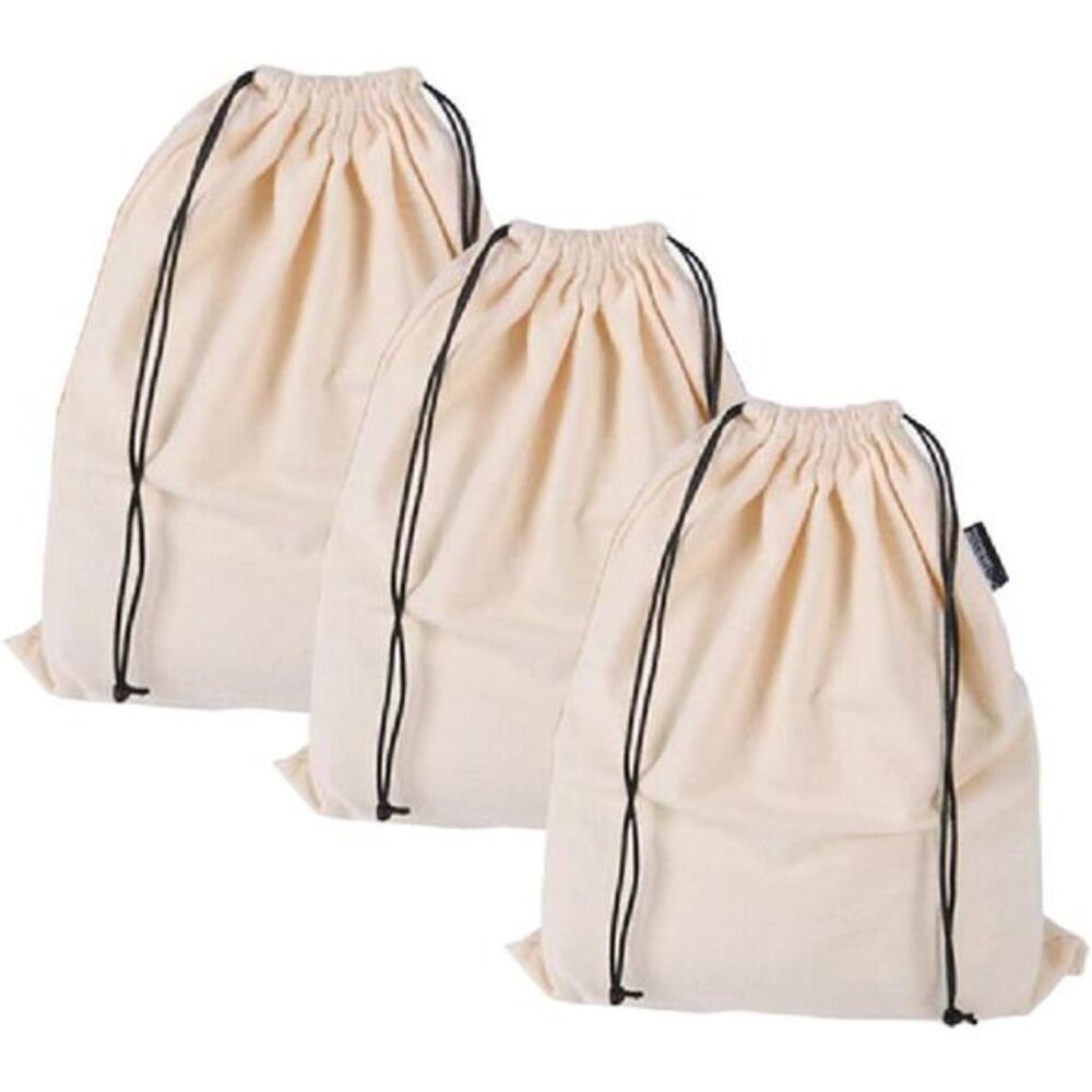 Set of 3 Cotton Breathable Dust-proof Drawstring Storage Pouch Multi-functional